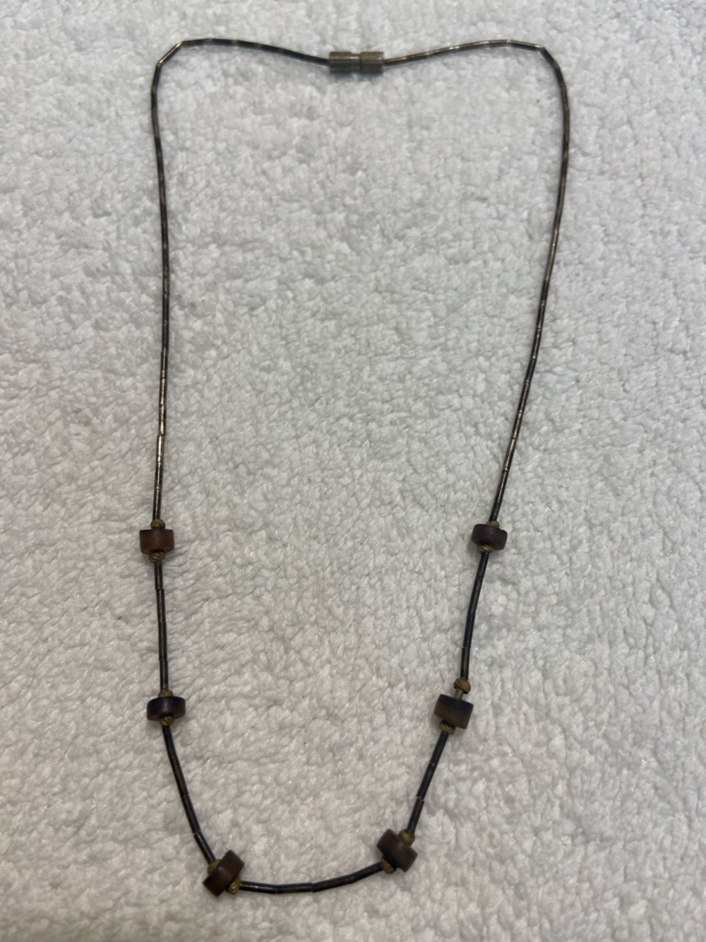 Vintage liquid silver Brown Beaded Women’s Necklace